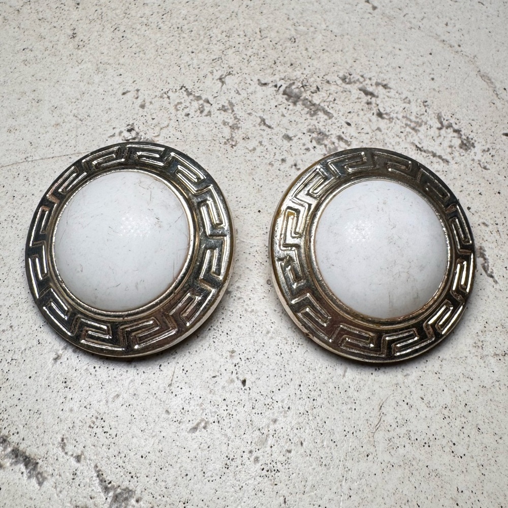 Vintage Retro Silver Tone Geometric Clip-On Earrings